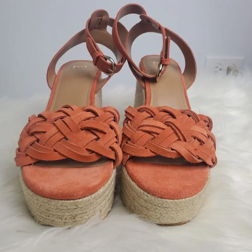 Marc Fisher Odelia Orange Braided Chunky Espadrille Sandals Size 9.5